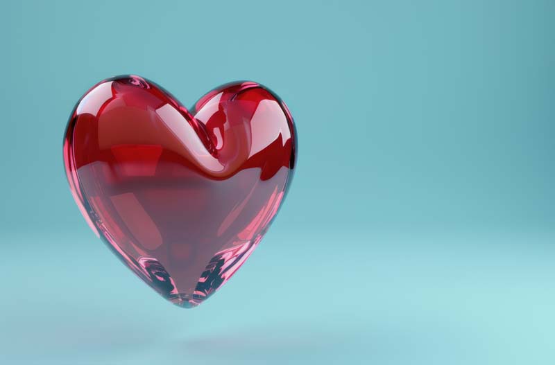 دانلود عکس قلب قرمز بلوری انعکاس دار