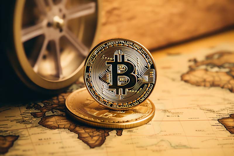 عکس بیت کوین و نقشه کاغذی
