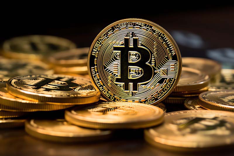 عکس تعداد زیادی سکه بیت کوین