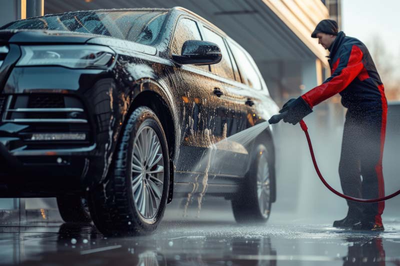 عکس لارج فرمت از ماشین شاسی بلند در کارواش