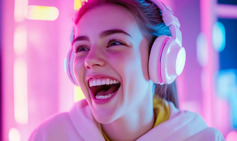 عکس با کیفیت از گوش دادن به موسیقی شاد
