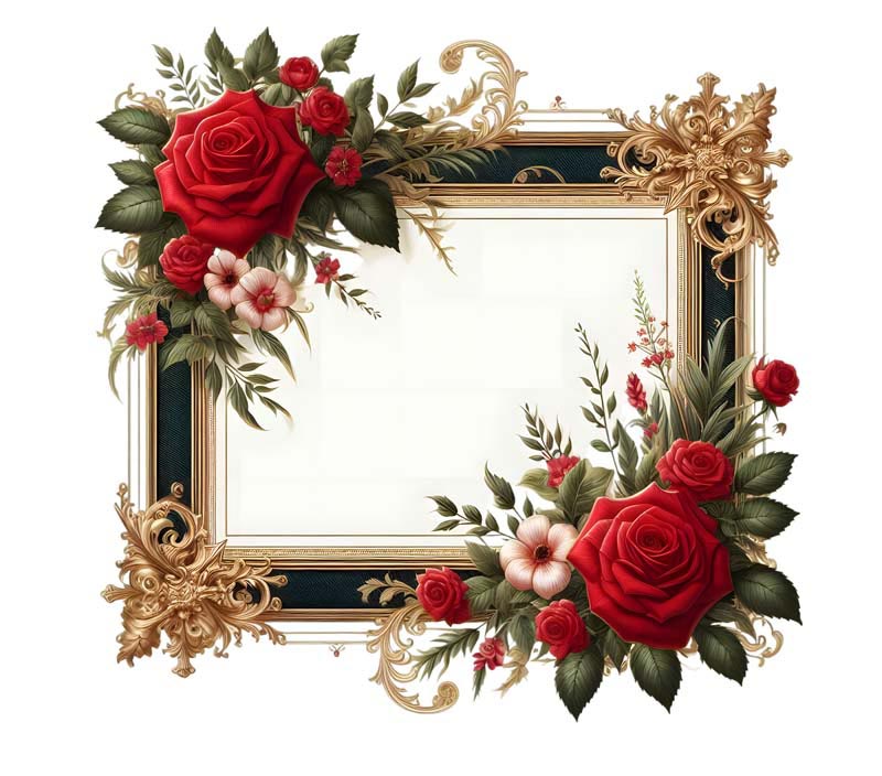 طرح گرافیکی قاب تابلو زیبای افقی با تزئین گل رز