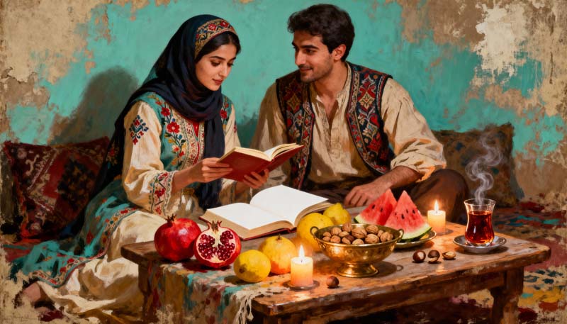 تصویر با کیفیت حافظ خوانی شب یلدا