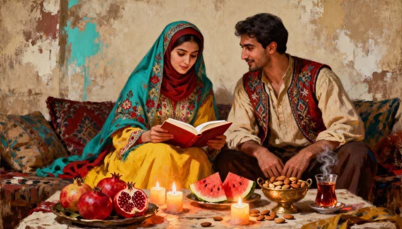 تصویر با کیفیت زن و شوهر و یلدایی