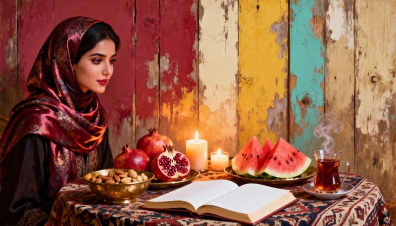 تصویر باکیفیت یلدا با لباس سنتی