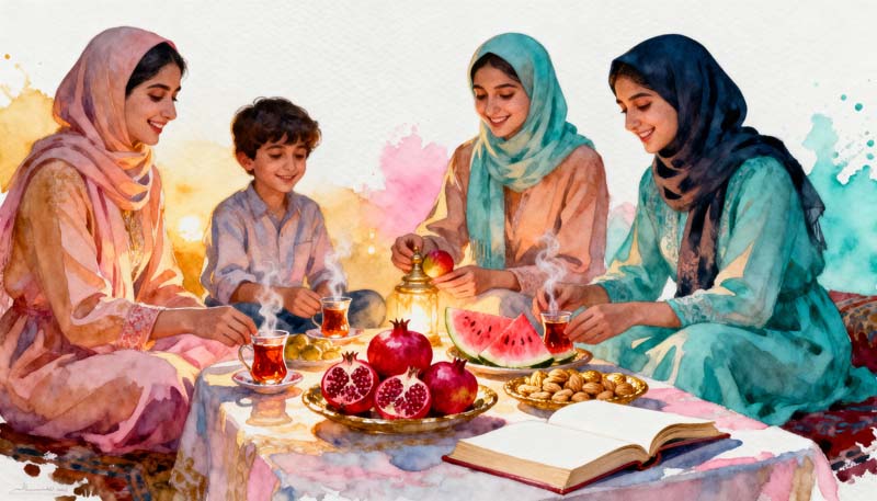 عکس هنری شب یلدا چهار نفره