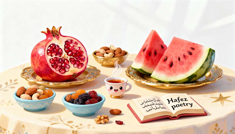 تصویر با کیفیت هنری سفره یلدا
