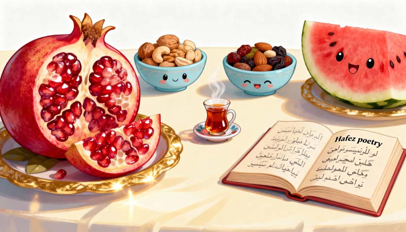 تصویر با کیفیت هنری سفره یلدا سنتی