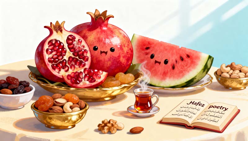 تصویر باکیفیت هنری سفره یلدا