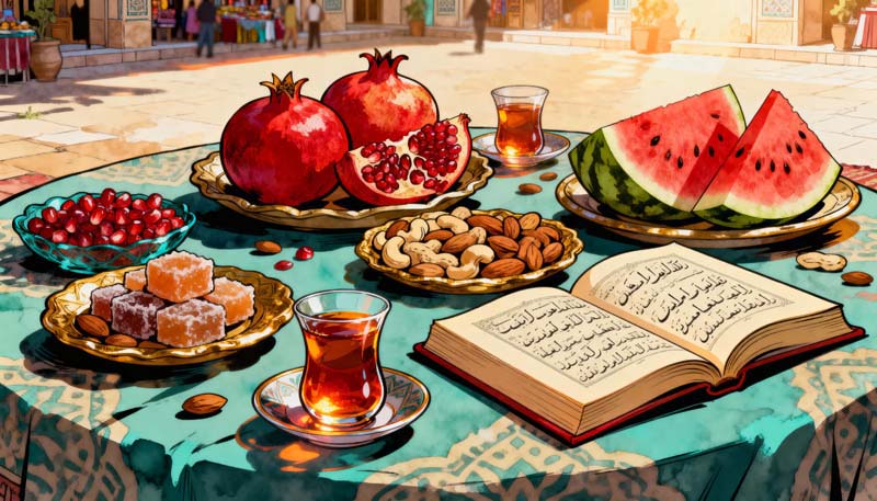 تصویر باکیفیت هنری سفره یلدا زیبا
