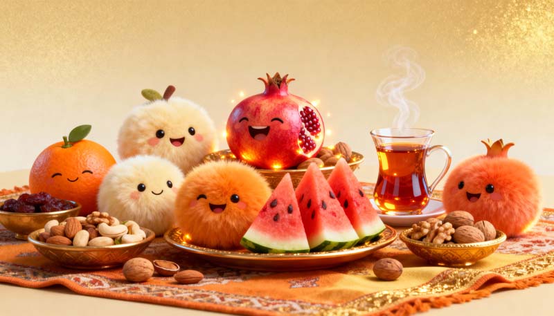 دانلود تصویر باکیفیت هنری سفره یلدا سنتی