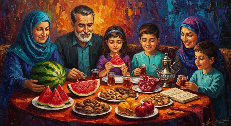 دانلود تصویر با کیفیت هنری سفره یلدا