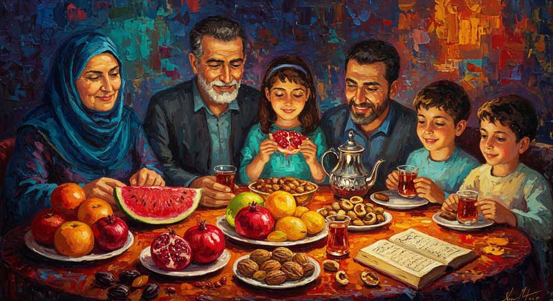 دانلود تصویر لارج فرمت هنری سفره یلدا سنتی