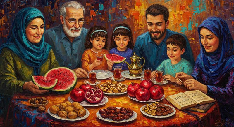 دانلود تصویر لارج فرمت هنری سفره یلدا قدیمی