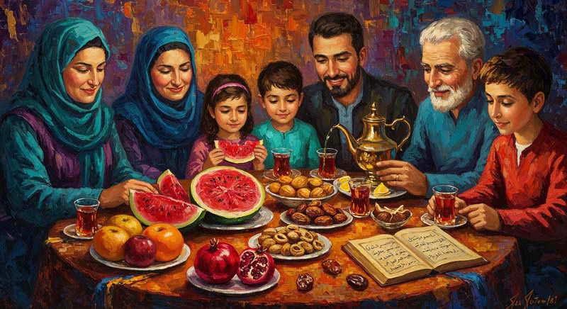 دانلود تصویر لارج فرمت هنری سفره یلدا زیبا
