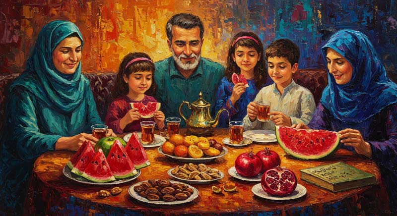 دانلود تصویر لارج فرمت هنری شب یلدا صمیمی