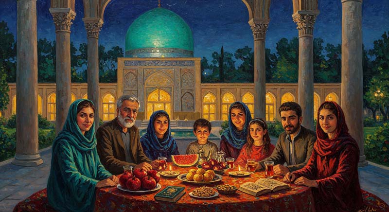 دانلود تصویر هنری شب یلدا خانوادگی