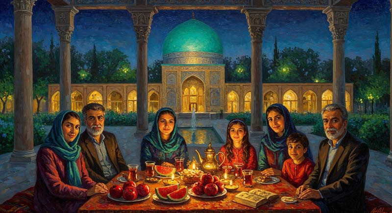 دانلود تصویر هنری شب یلدا دورهمی