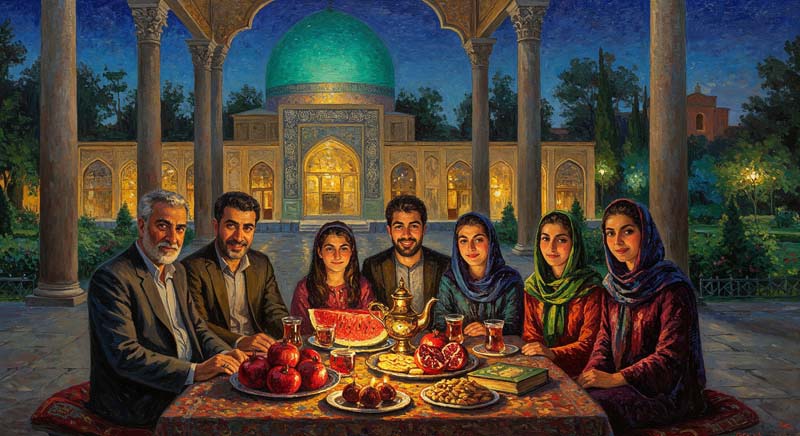 دانلود تصویر هنری شب یلدا خانواده