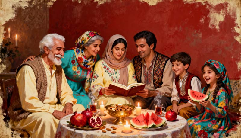 دانلود تصویر نقاشی شب یلدا باستانی