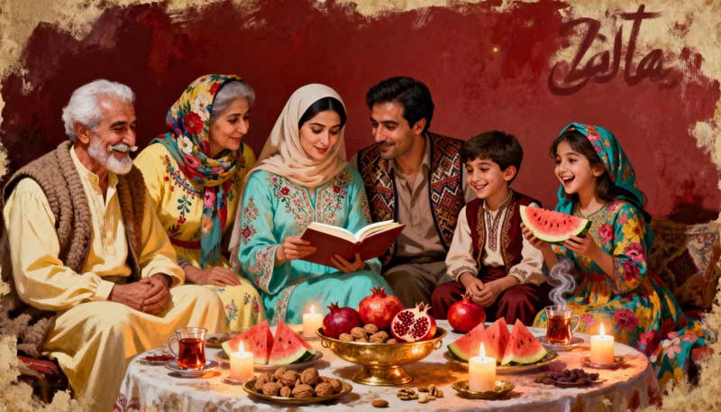 دانلود تصویر نقاشی شب یلدا قدیمی