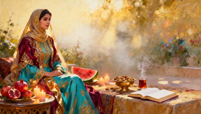دانلود تصویر باکیفیت نقاشی شب یلدا سنتی