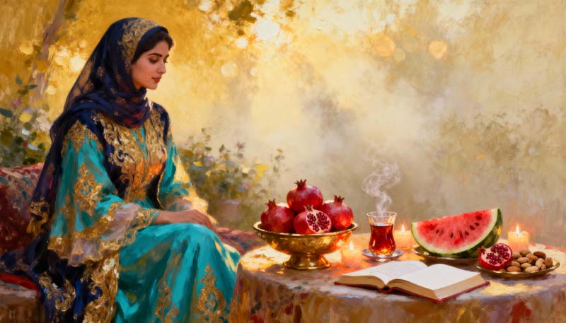 دانلود تصویر باکیفیت نقاشی شب یلدا قدیمی