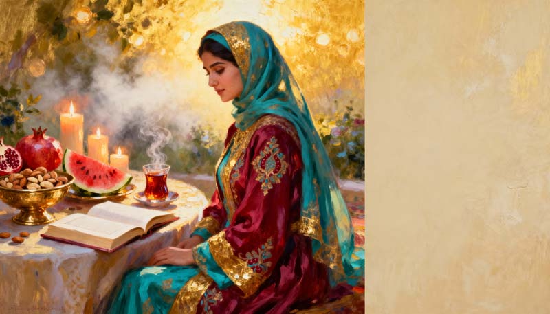 دانلود تصویر باکیفیت نقاشی شب یلدای زیبا