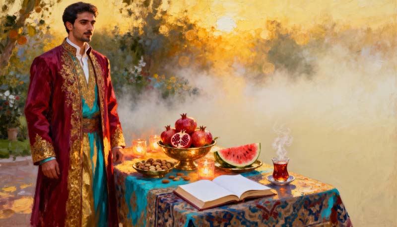 دانلود تصویر با کیفیت نقاشی جشن یلدا خزان