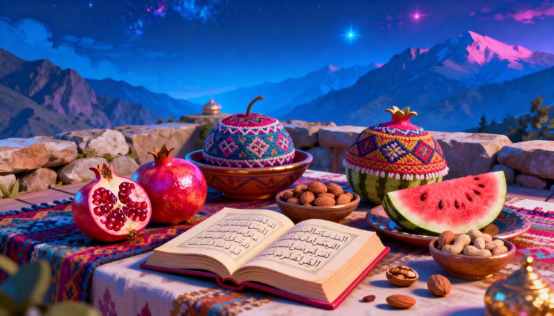 دانلود تصویر با کیفیت نقاشی سفره یلدا باستانی