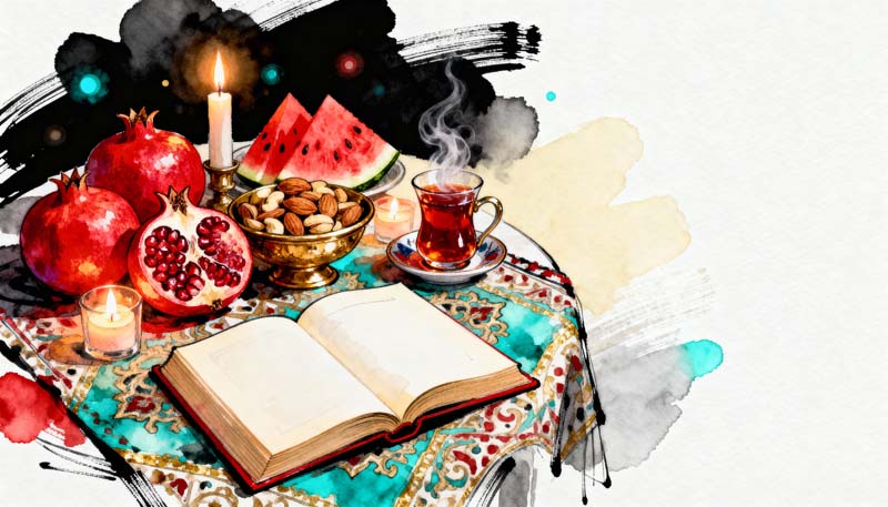 دانلود تصویر باکیفیت نقاشی سفره یلدا زیبا