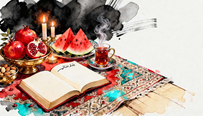 دانلود تصویر باکیفیت نقاشی سفره یلدای زیبا