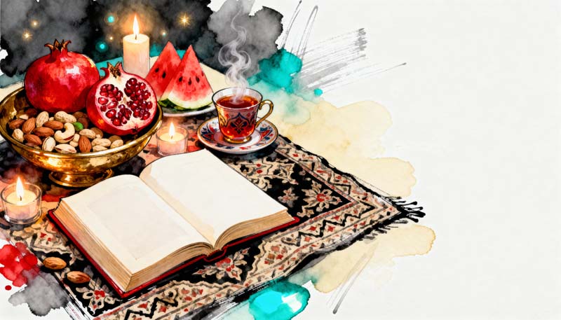 دانلود تصویر باکیفیت نقاشی سفره یلدای سنتی