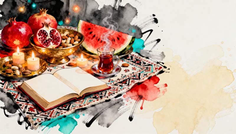 دانلود تصویر گرافیکی نقاشی سفره یلدا سنتی