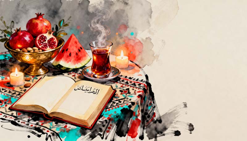 دانلود تصویر گرافیکی نقاشی سفره یلدا زیبا