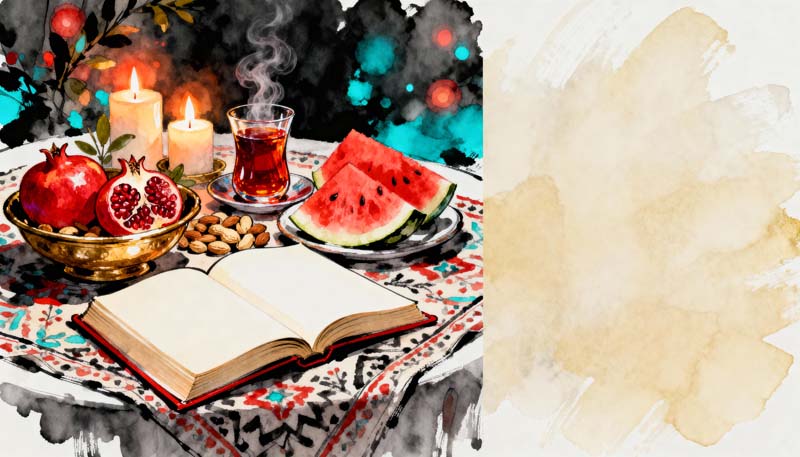 دانلود تصویر گرافیکی نقاشی سفره یلدا قدیمی