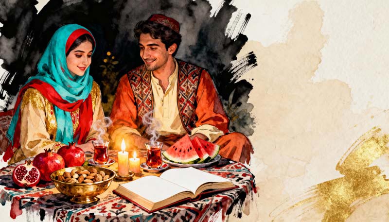 تصویر گرافیکی نقاشی یلدا زن و شوهری