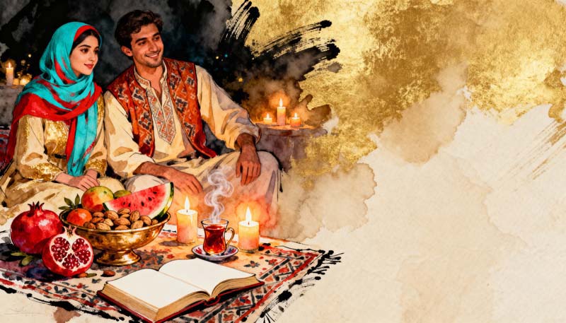 تصویر گرافیکی یلدا دو نفره