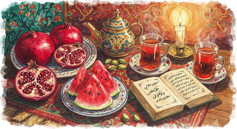 تصویر گرافیکی سفره یلدا