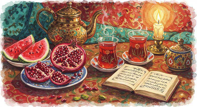 تصویر گرافیکی سفره یلدا زیبا