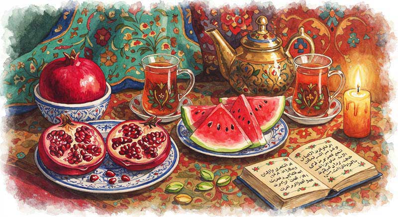 تصویر گرافیکی سفره یلدا کوچک