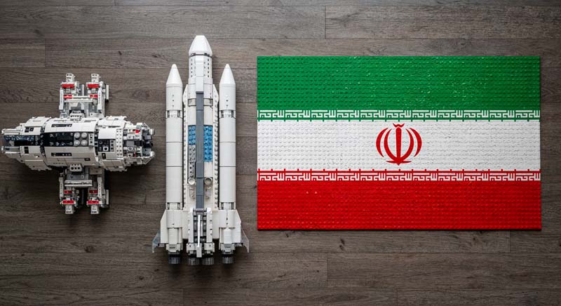 تصویر زیبا از ماکت موشک بوستر دار و ربات