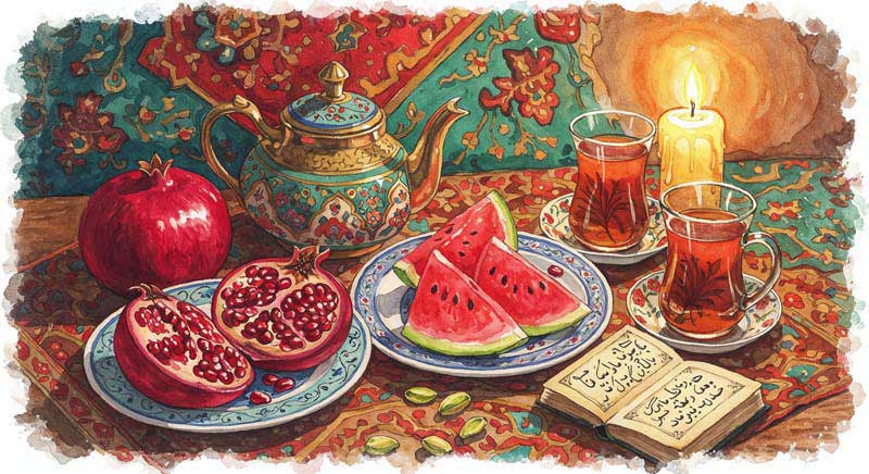 دانلود تصویر گرافیکی سفره یلدا سنتی