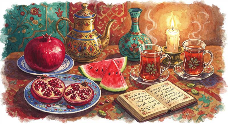دانلود تصویر گرافیکی سفره یلدا ایرانی