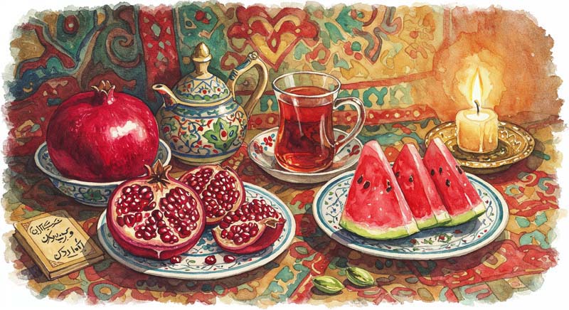 دانلود تصویر گرافیکی سفره یلدای قدیمی