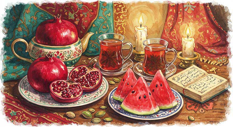 دانلود تصویر گرافیکی سفره یلدای ایرانی