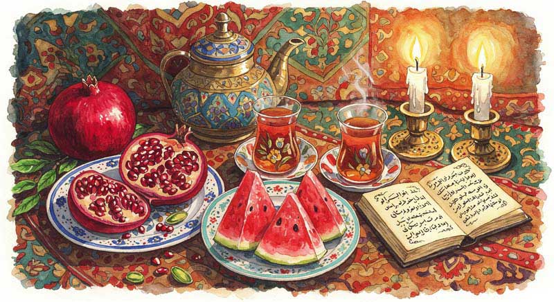 دانلود تصویر گرافیکی سفره یلدای زیبا