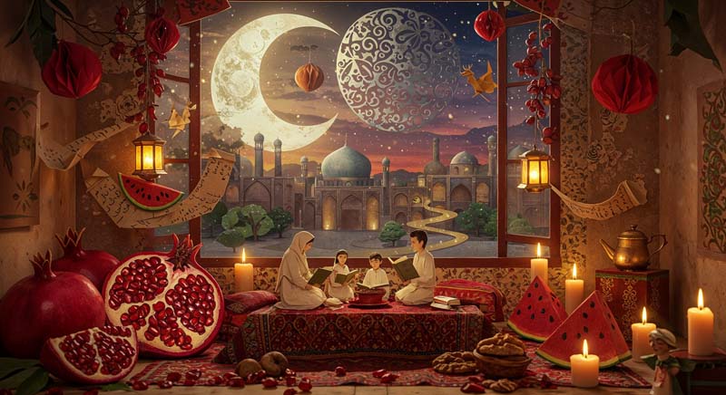 دانلود تصویر گرافیکی جشن یلدا سنتی