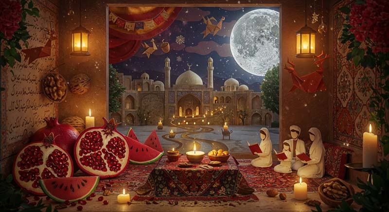 تصویر گرافیکی جشن یلدا زیبا