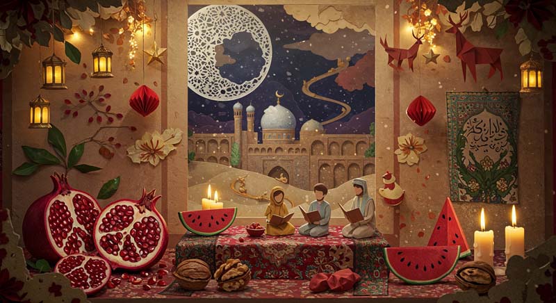 تصویر گرافیکی جشن یلدا شبانه